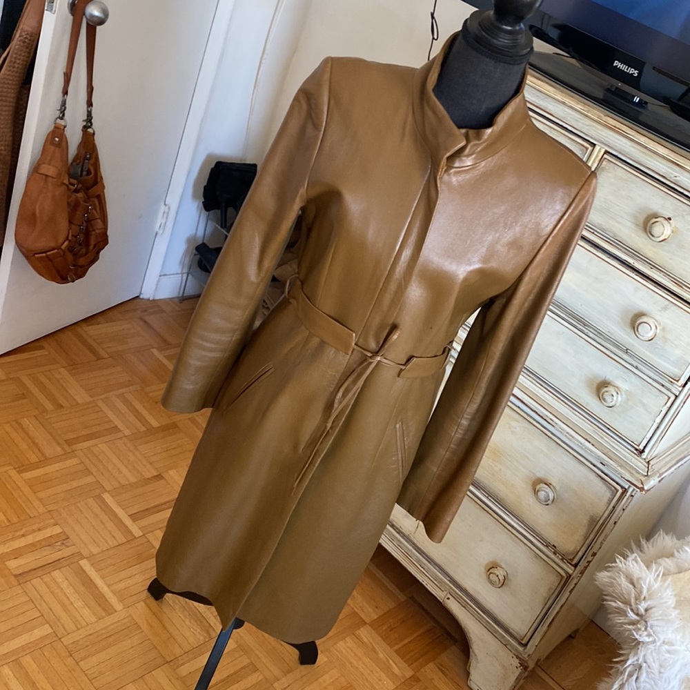Leather trench.